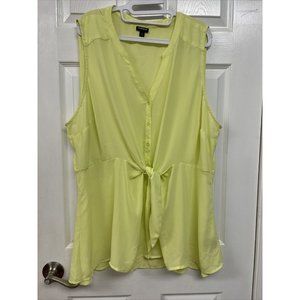 Torrid Womens Sheer Button Down Tank Neon 3x Plus